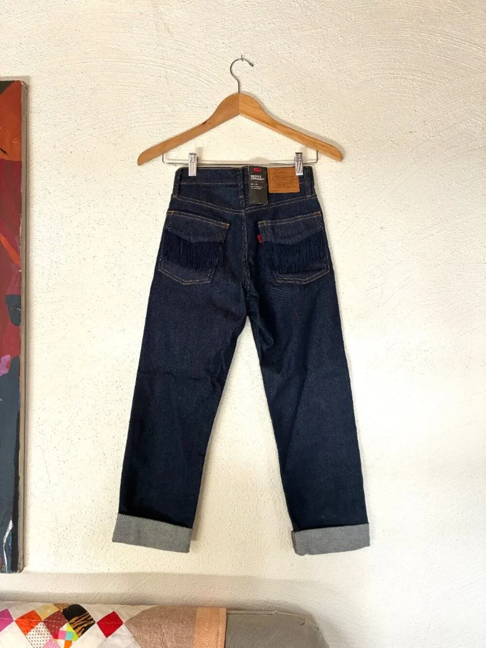 NWT Levi's Wedgie Straight fringe pocket western jeans - Picture 2 of 5